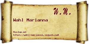 Wahl Marianna névjegykártya
